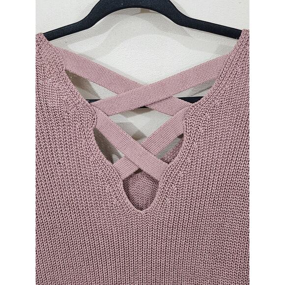 Olive and Oak Mauve Cut Out Back Knit Sweater Womens Size Medium - Picture 4 of 9